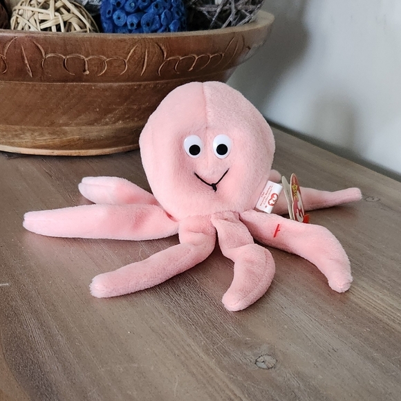 🐙 Ty Beanie Baby “Inky” the Pink Octopus – 1993 Original Collectible Plush - Picture 2 of 16
